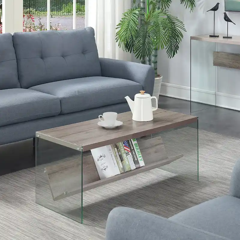 Convenience Concepts SoHo Glass Coffee Table with Shelf