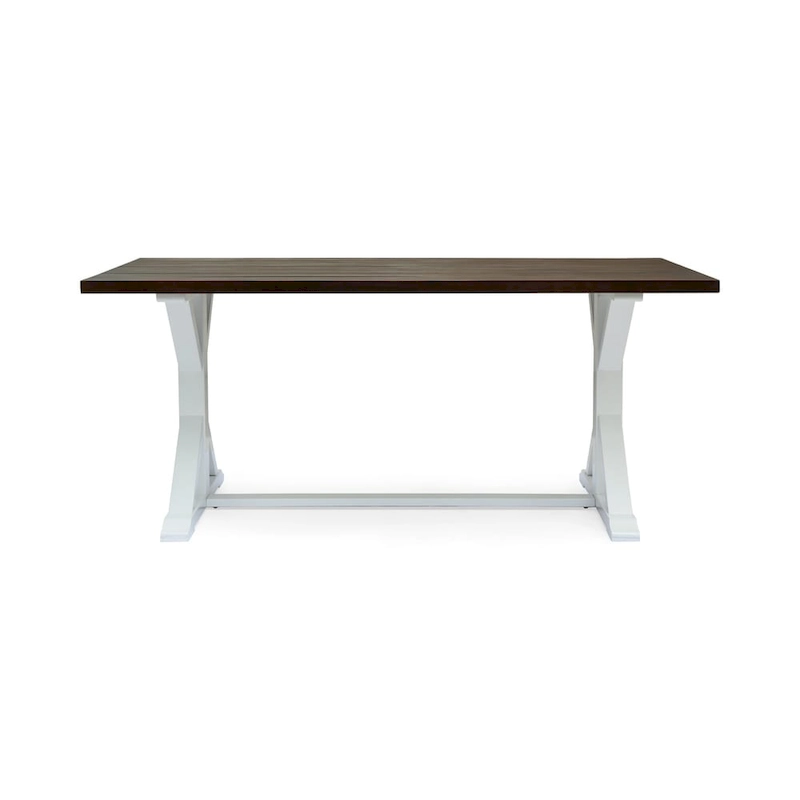 Cassia Farmhouse Traditional Table Acacia Wood with Legs by Christopher Knight Home - dark brown + white