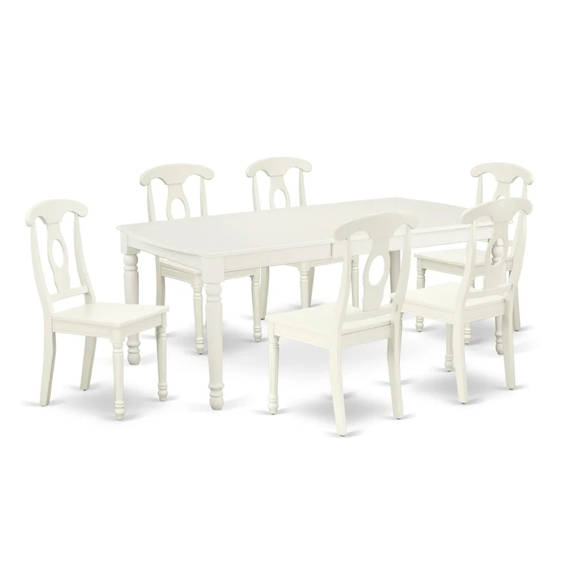 A Rectangle Dining Table and Kitchen Chairs, Linen White
