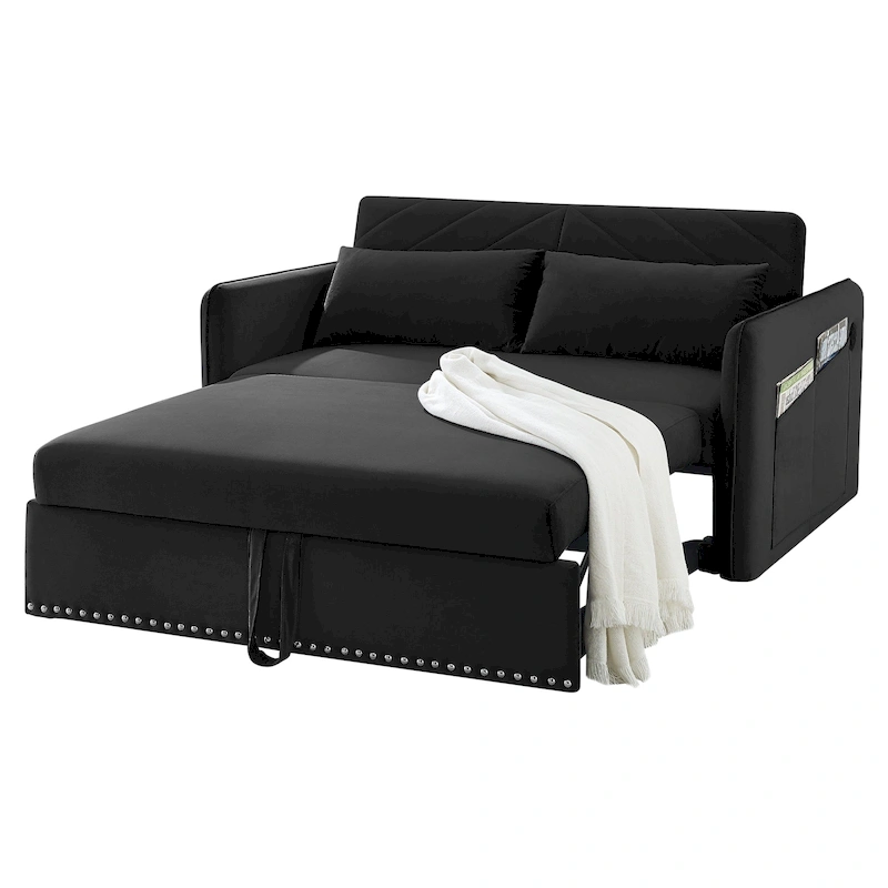 Aukfa 3 in 1 Convertible Sofa Bed Velvet Loveseat Sleeper