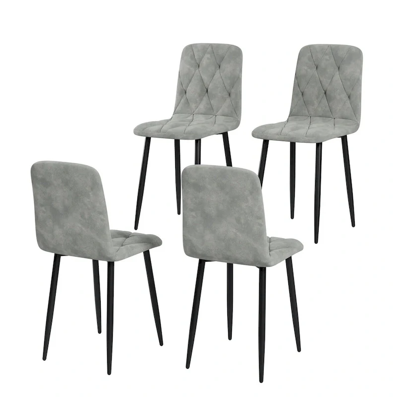 Dining Chairs Set of 4, Modern Kitchen Dining Room Chairs, PU Dining Chair Upholstered Cushion Seat and Sturdy Metal Legs