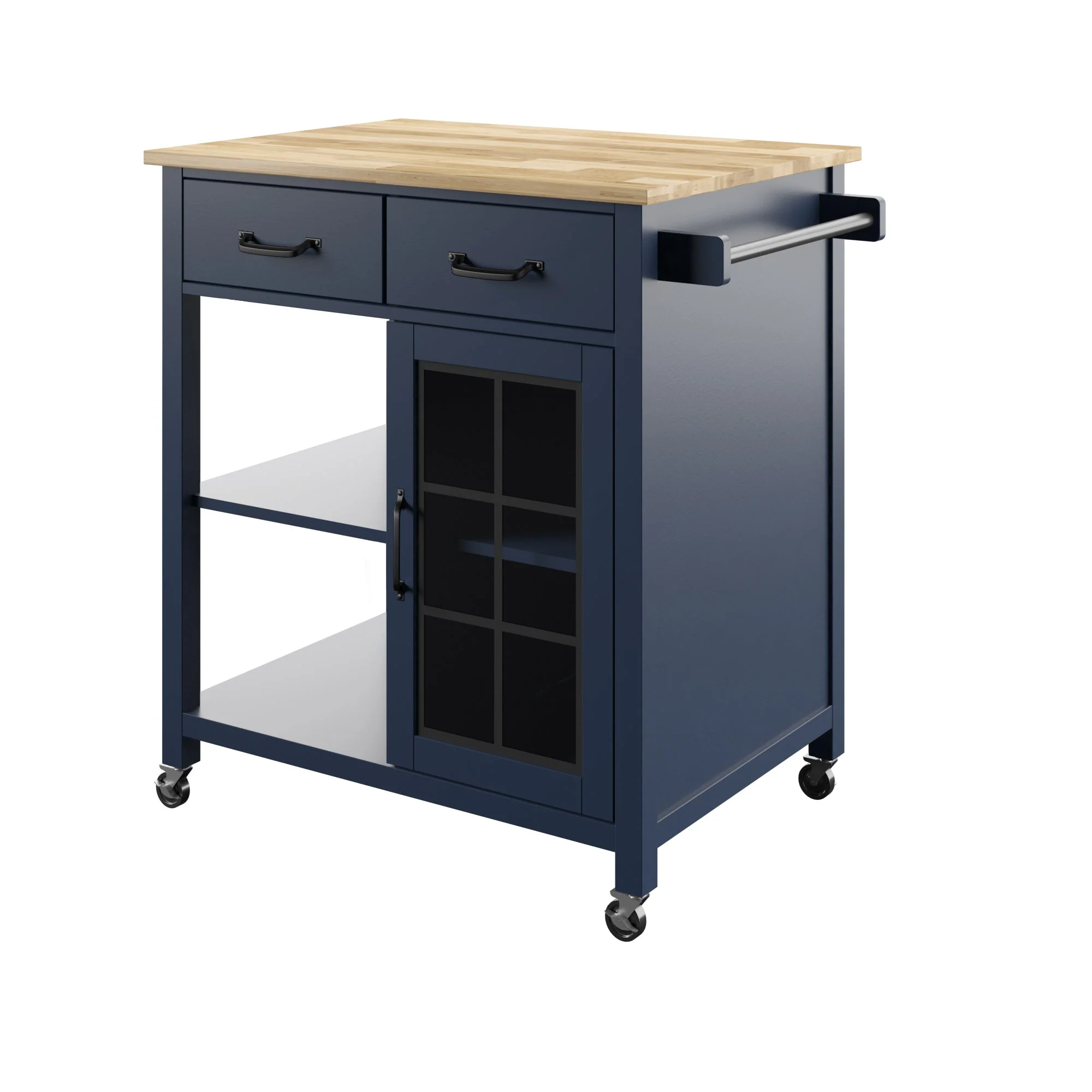 Compact Rolling Kitchen Island Cart with Storage