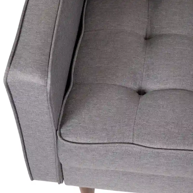 Compact Upholstered Tufted Chair with Wooden Legs