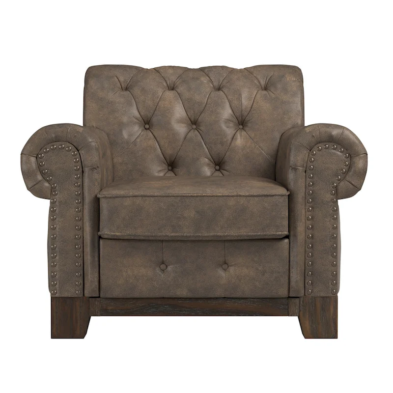 Greenwich Tufted Scroll Arm Nailhead Chesterfield Chair by iNSPIRE Q Artisan