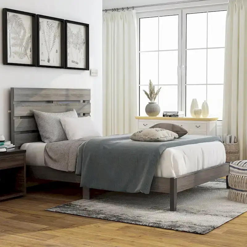 Furniture of America Lucia Rustic Grey Wood Platform Bed