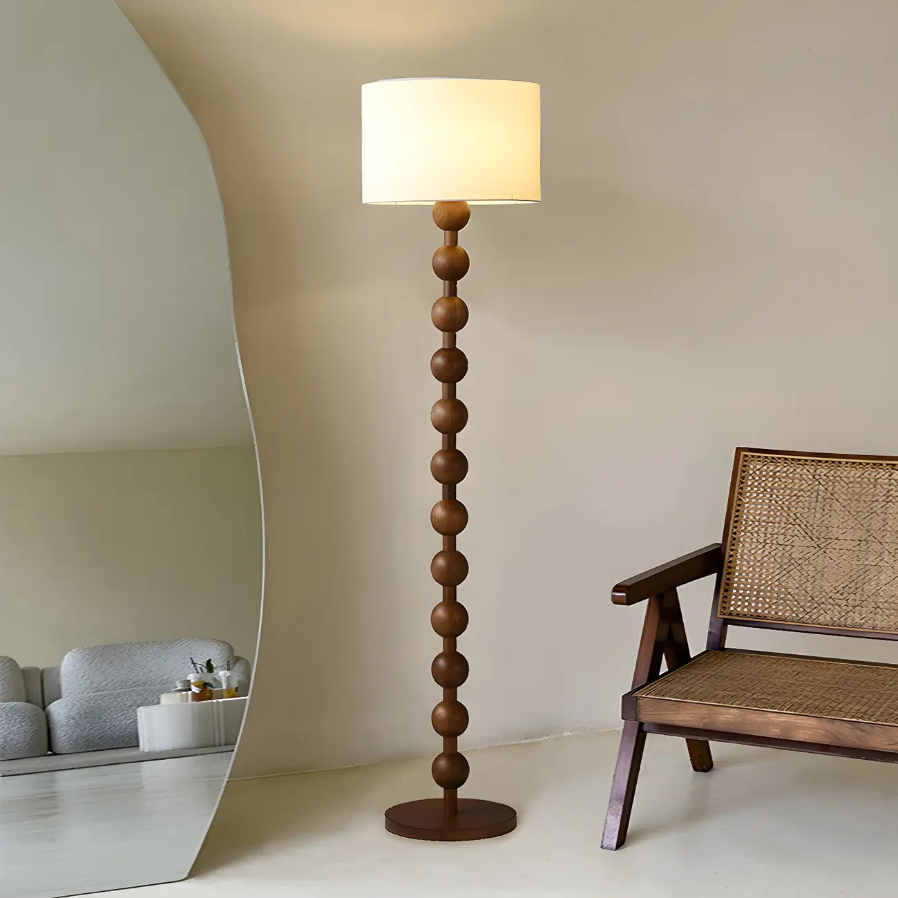 63 Traditional Standing Floor Lamp with Fabric Shade for Home