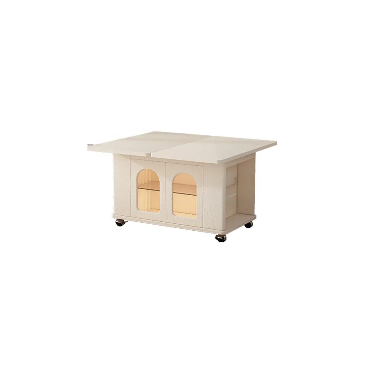 Foldable Wood White Modern Wheeled Small Side Table
