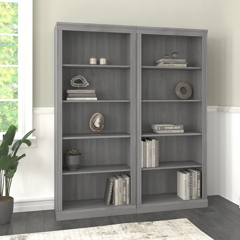 Saratoga Tall 5 Shelf Bookcase - Set of 2 by Bush Furniture