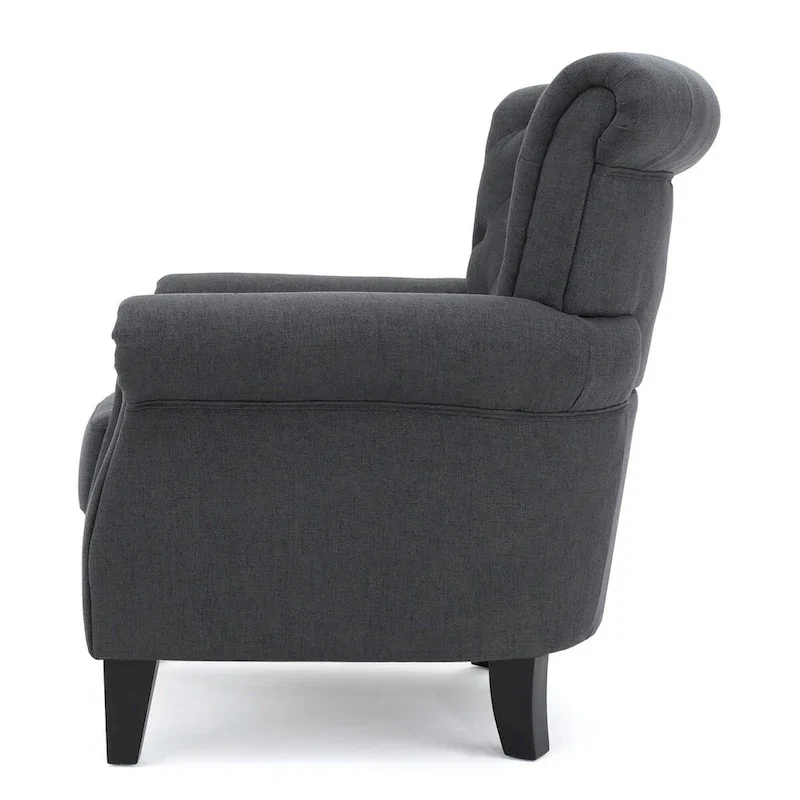 Accent Chair With Tufted Backrest With Wooden Legs