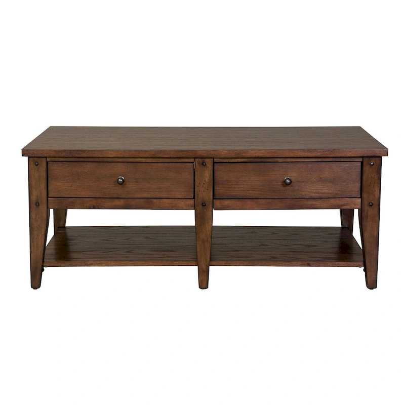 Liberty Furniture Lake House Cocktail Table Rustic Brown Oak