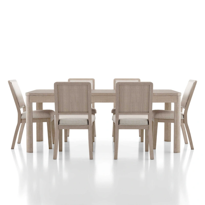 Furniture of America Billet Modern 7-Piece Natural Oak Wood Dining Set