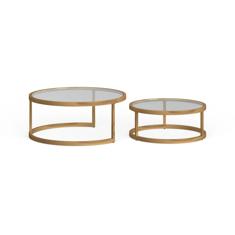 SEI Furniture Grant Round Gold Nesting Coffee Table - Set of 2
