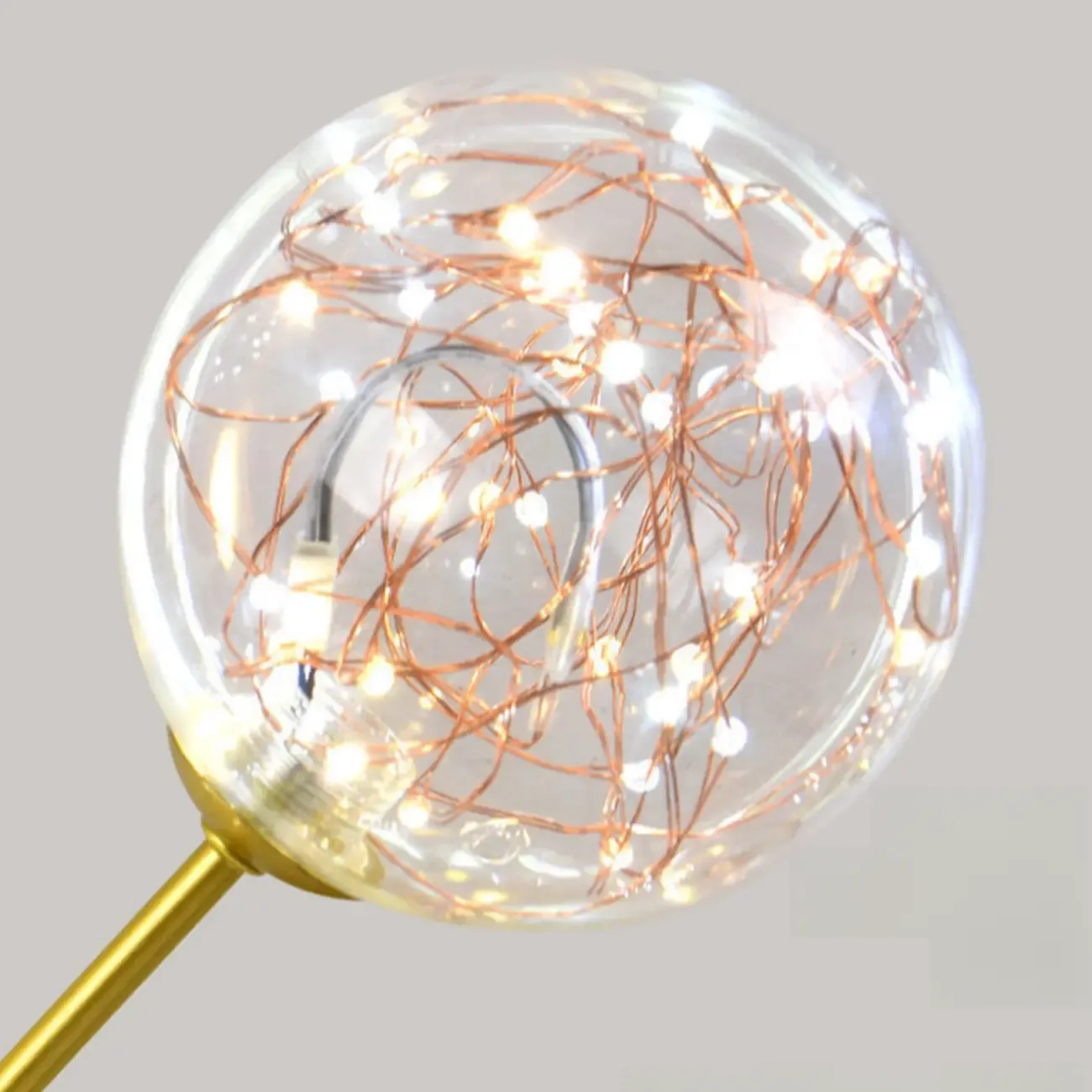 Crystal Globe Shade Gold Semi Flush Mount Light 3-Gear Dimming