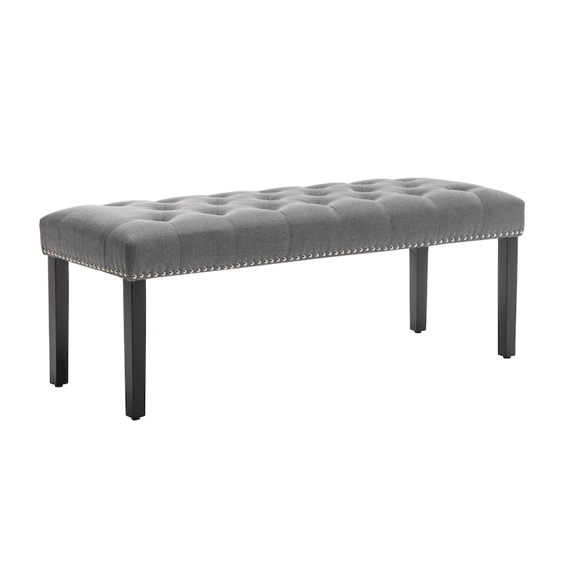 Porthos Home Gil Fabric Upholstered Accent Bench with Rubberwood Legs