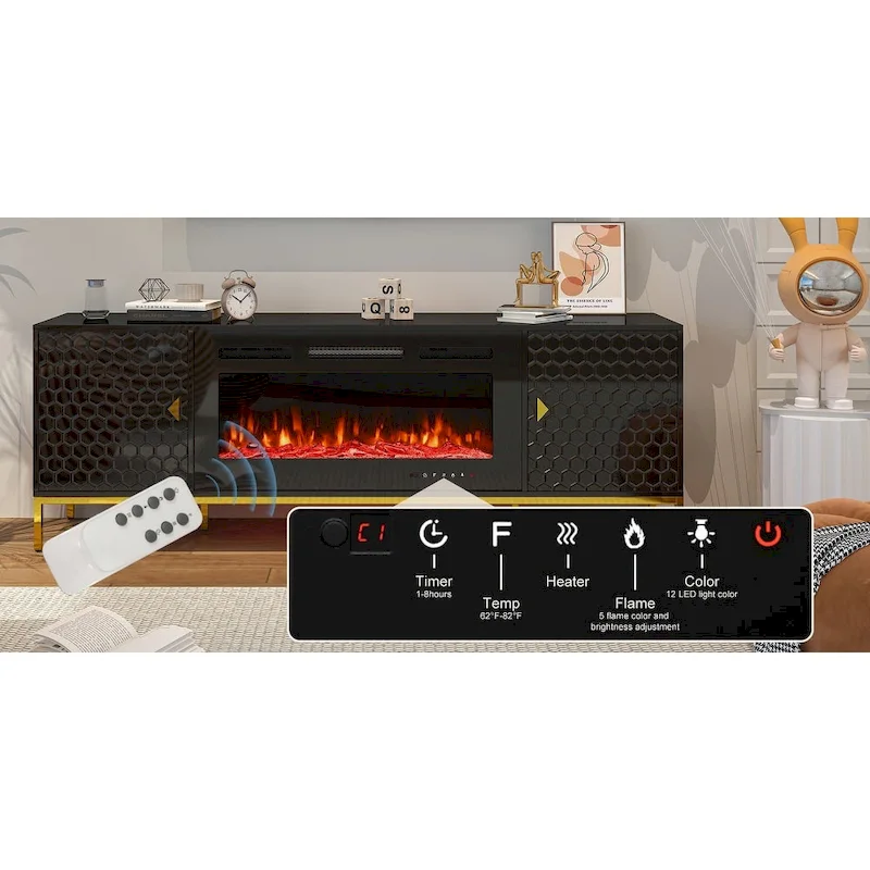 70 Wood Fireplace TV Stand with 36 Electric Fireplace