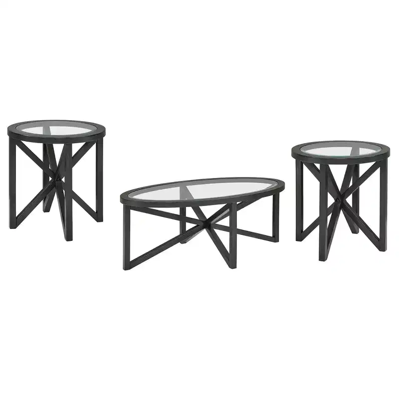 Round/Oval Coffee Table Glass End Table Cocktail Table Sofa Table Side Table Center Table, Black/Cherry-ModernLuxe