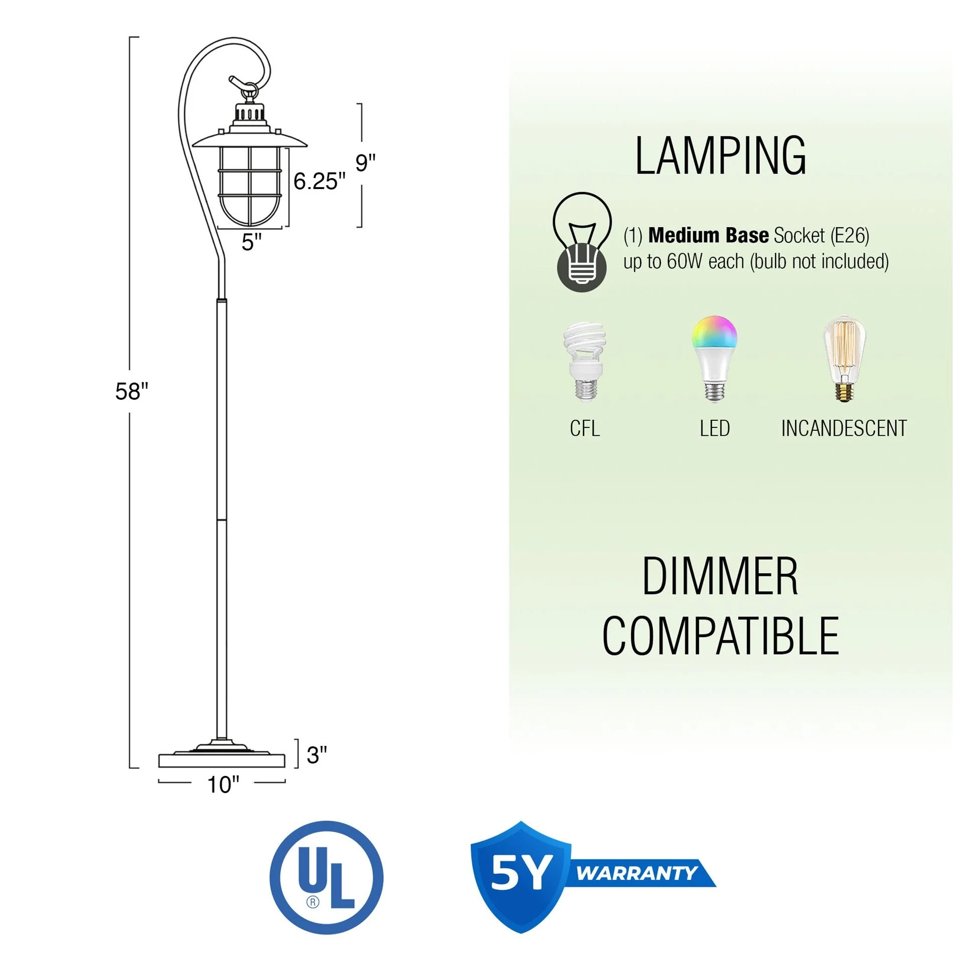 Lantern 58 Industrial Nautical 6W Floor Lamp