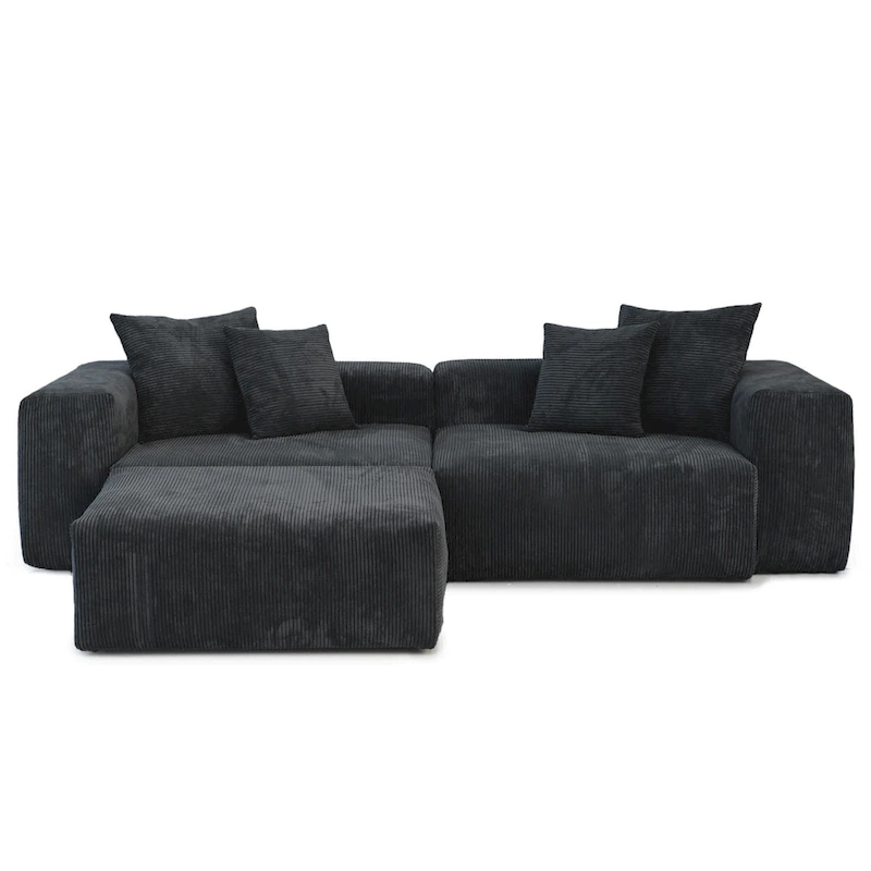 Sectional Couch Sofa with 4 Pillows, Modern Luxurious Modular Sectional Couch with Chaise Ottomans