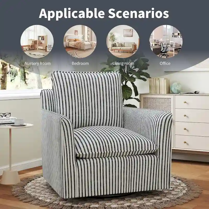 Swivel Accent Chair Swivel Barrel Reading Chair with Thick Padded Backrest Cushion