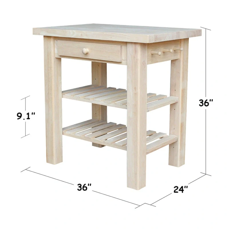 The Gray Barn Heavenly Winds Unfinished Solid Parawood Kitchen Island