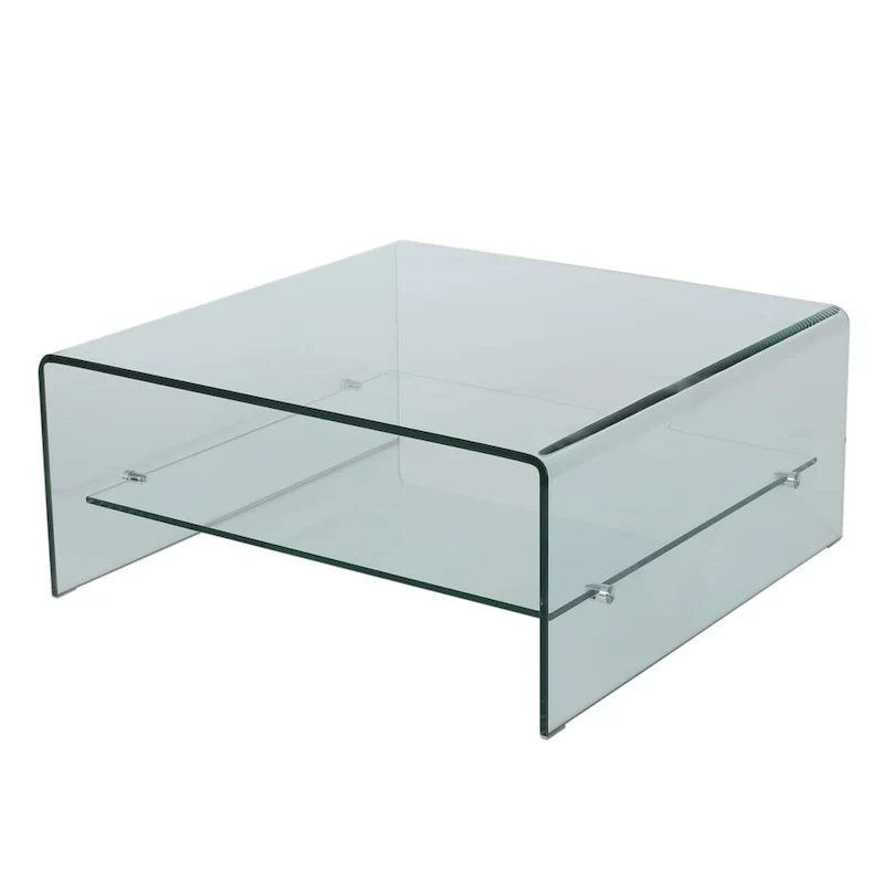 Ramona Square Glass Coffee Table with Shelf