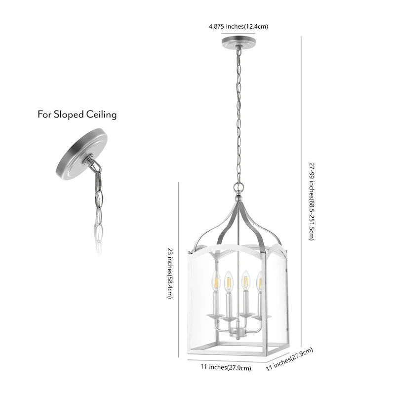 Ruth 11  4-light Lantern Metal/Glass LED Pendant by JONATHAN Y