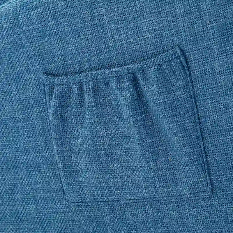 Blue 27 Upholstered Rocking Chair with Wood Legs and Convenient Side Pocket