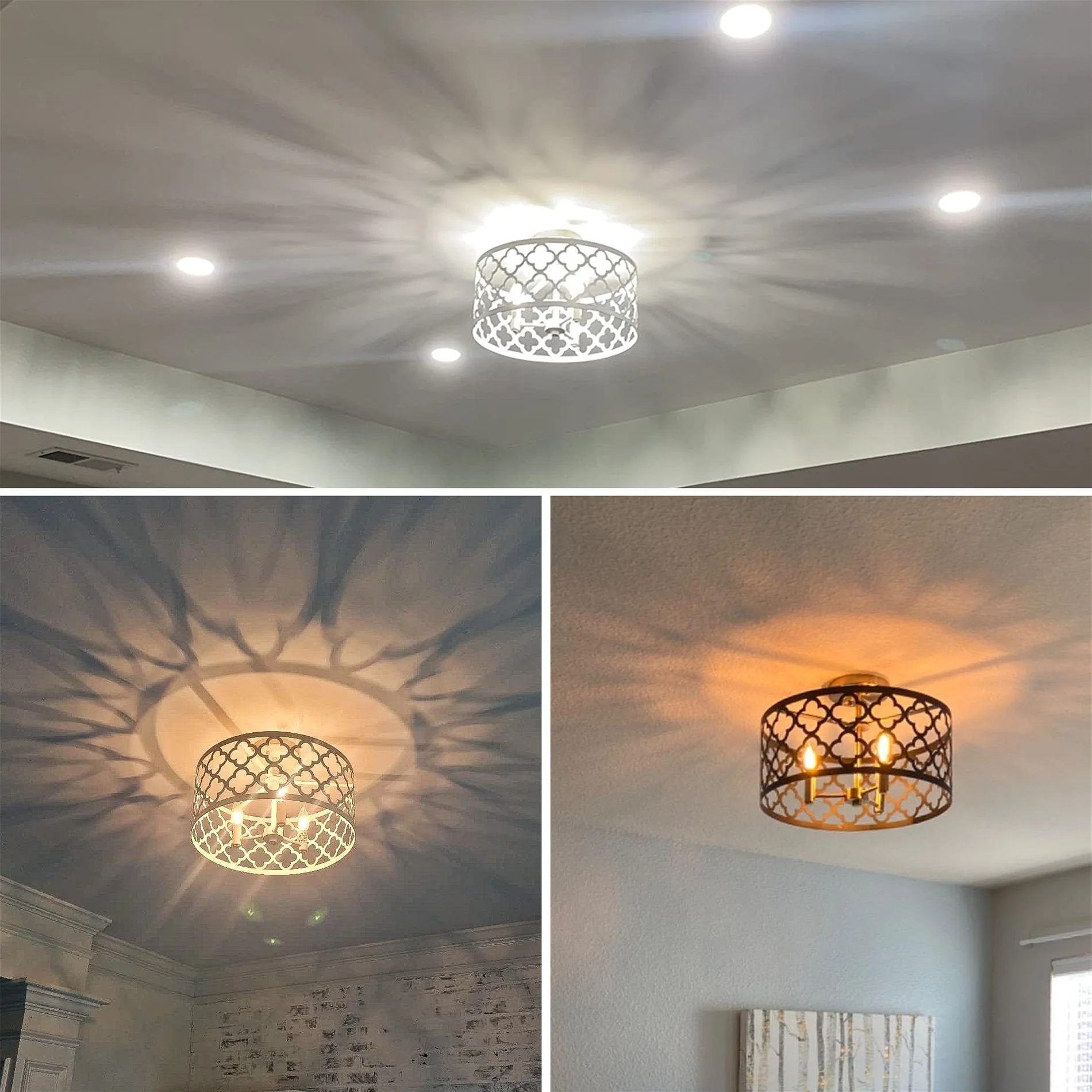 Sutton 16 3-Light Modern Semi-Flush Mount Ceiling Light