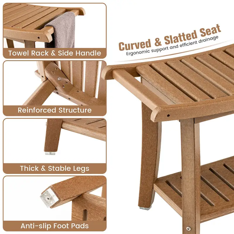 Gymax 2-tier Shower Bench Waterproof Spa Bath Shower Stool Heavy Duty