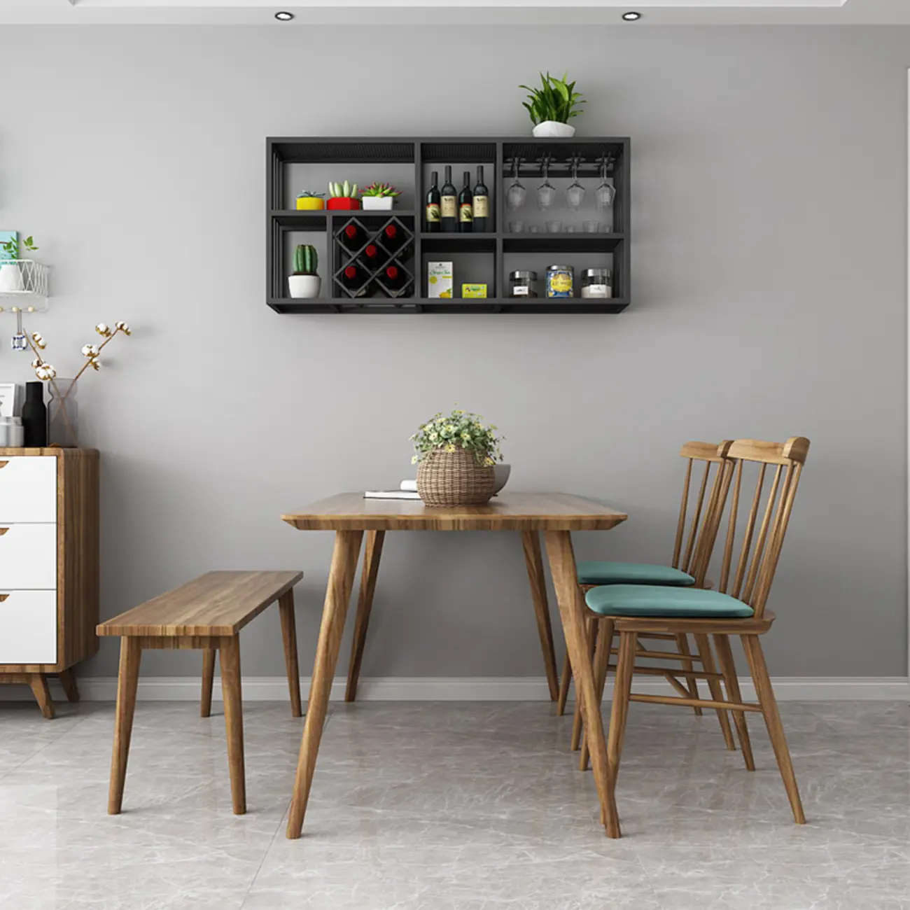 Lavish Metal Wall Hanging Open Wine Bottle and Wine Glass Holder