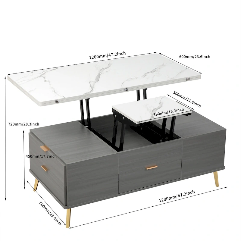 Lift Top Coffee Table Multi Functional Table with Drawers
