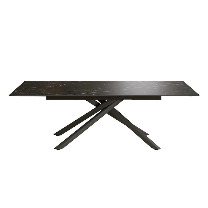 9 - Piece Extendable Sintered Stone Top Cross Legs Dining Set With 8 Fabric Chair