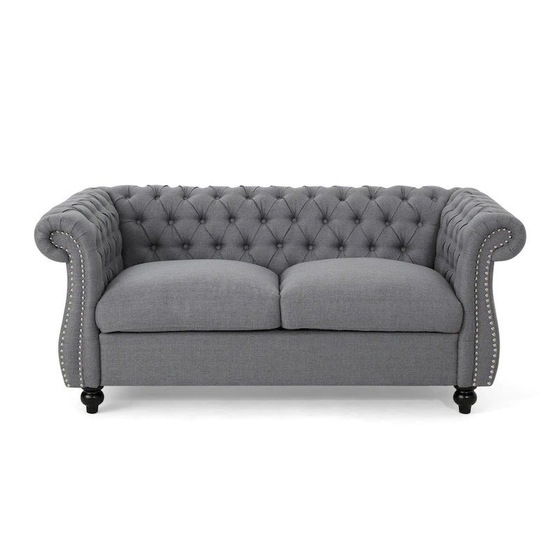 Somerville Upholstered Chesterfield Nailhead Loveseat by Christopher Knight Home