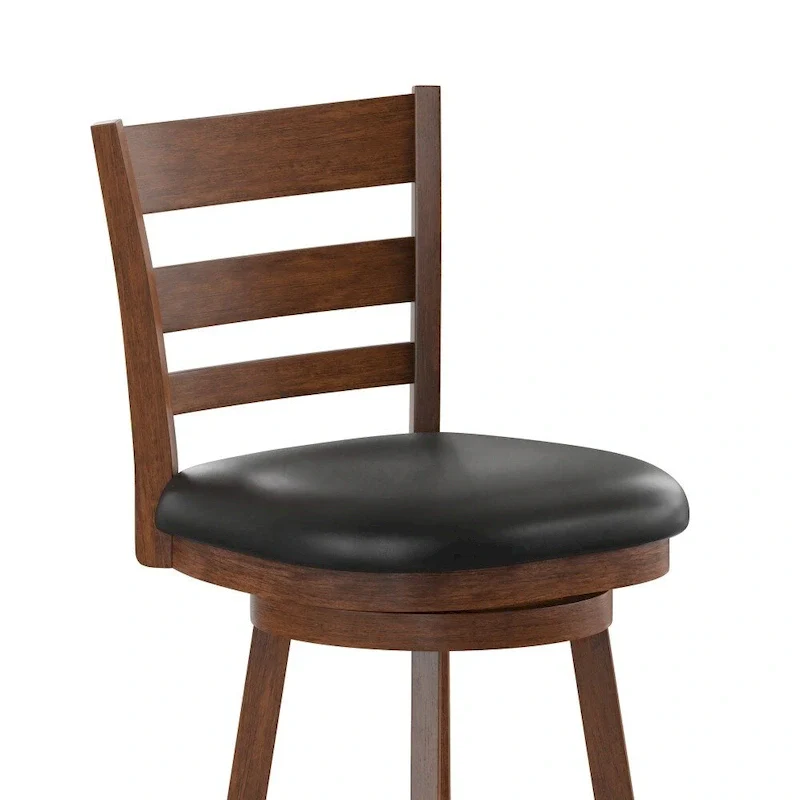 Ladderback Wooden Counter Height Stool with Upholstered Seat