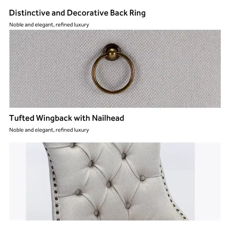 Upholstered Tufted Velvet Dining Chair with Solid Wood Legs Set of 6