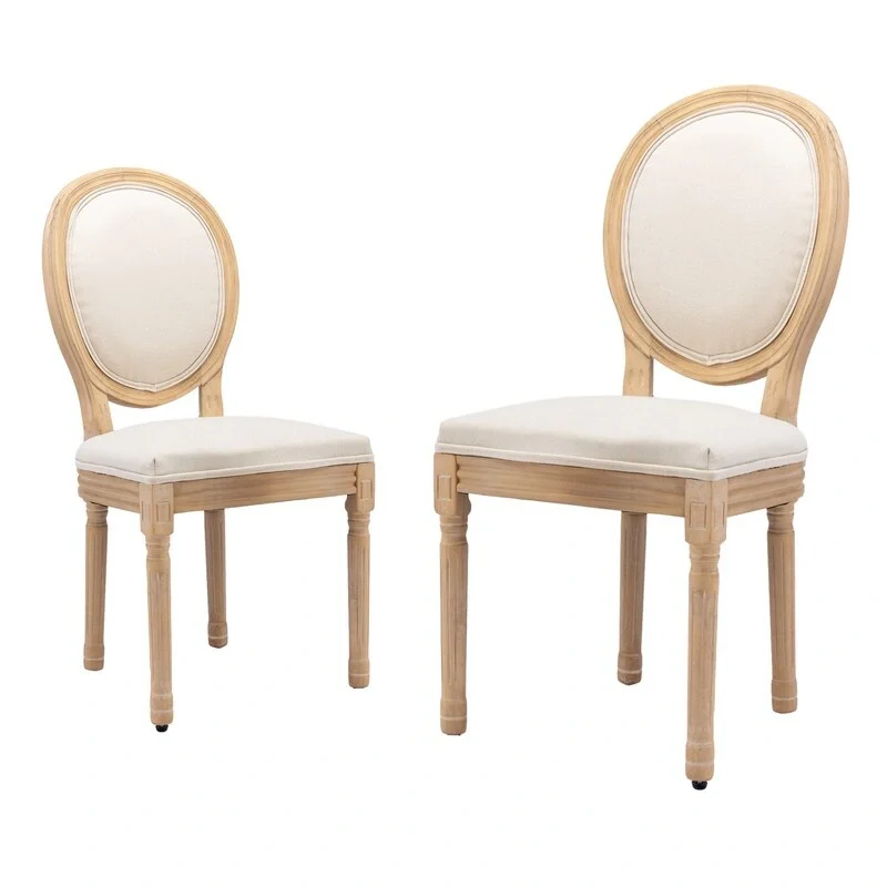 French Chair Dining Chair Solid Wood with Nailhead Trim Set of 2