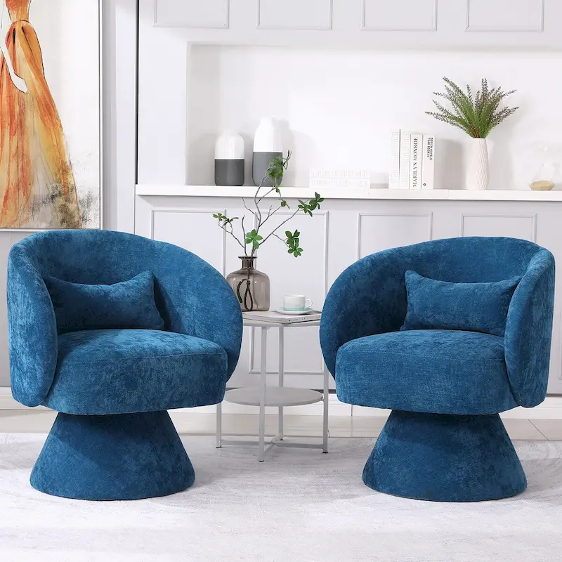Upholstered Swivel Armchair (Set of 2)