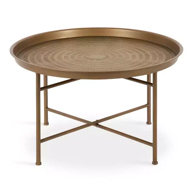 Kate and Laurel Mahdavi Round Metal Coffee Table, 25.5x25.5x15.5, Gold