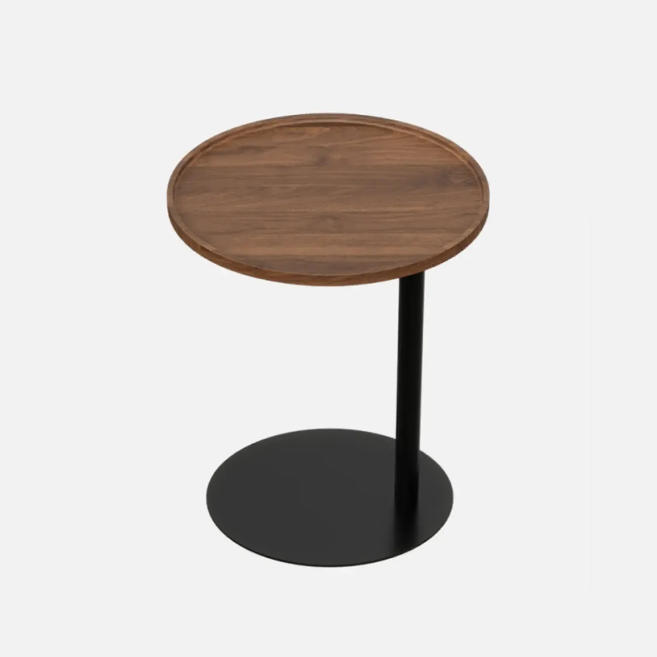 Living Room Brown Wood Top Metal C Shaped Side Table