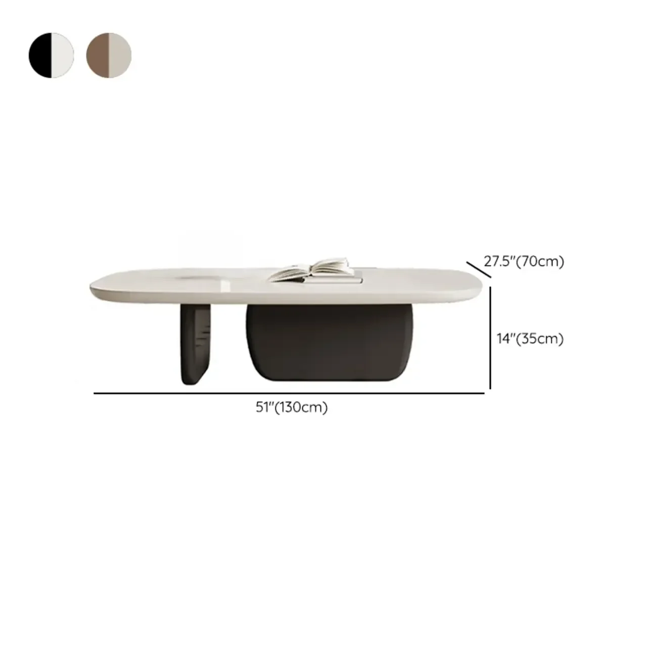 Modern Wood Oval Nesting Coffee Table with Block Base