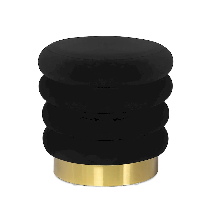 Adeco Round Velvet Ottoman Upholstered Foot Stool