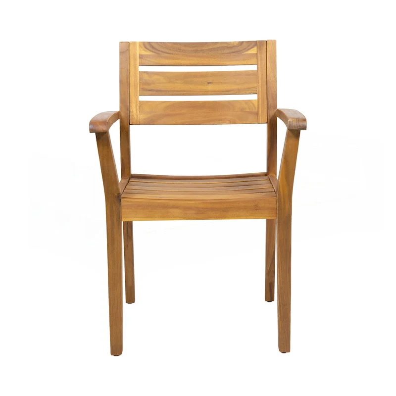 Acacia Wood Patio Dining Chairs Set of 2