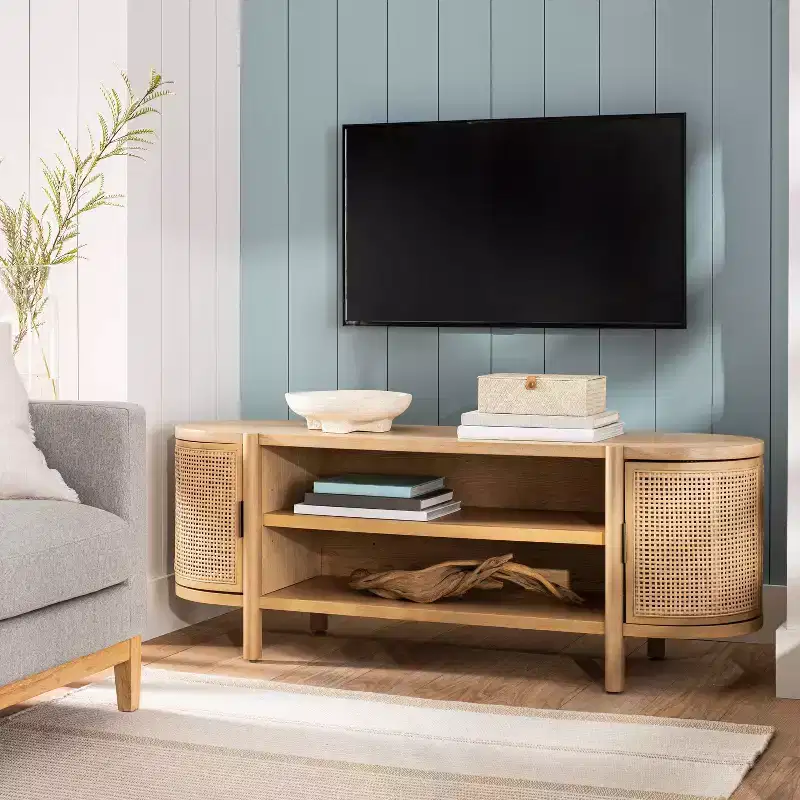 Caned Door TV Stand for TVs up to 60