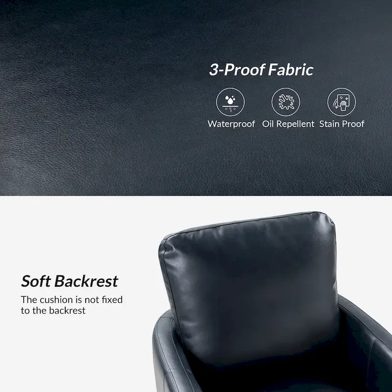 Terrance Transitional Swivel Faux Leather Barrel Chair with Metal Base Set of 2