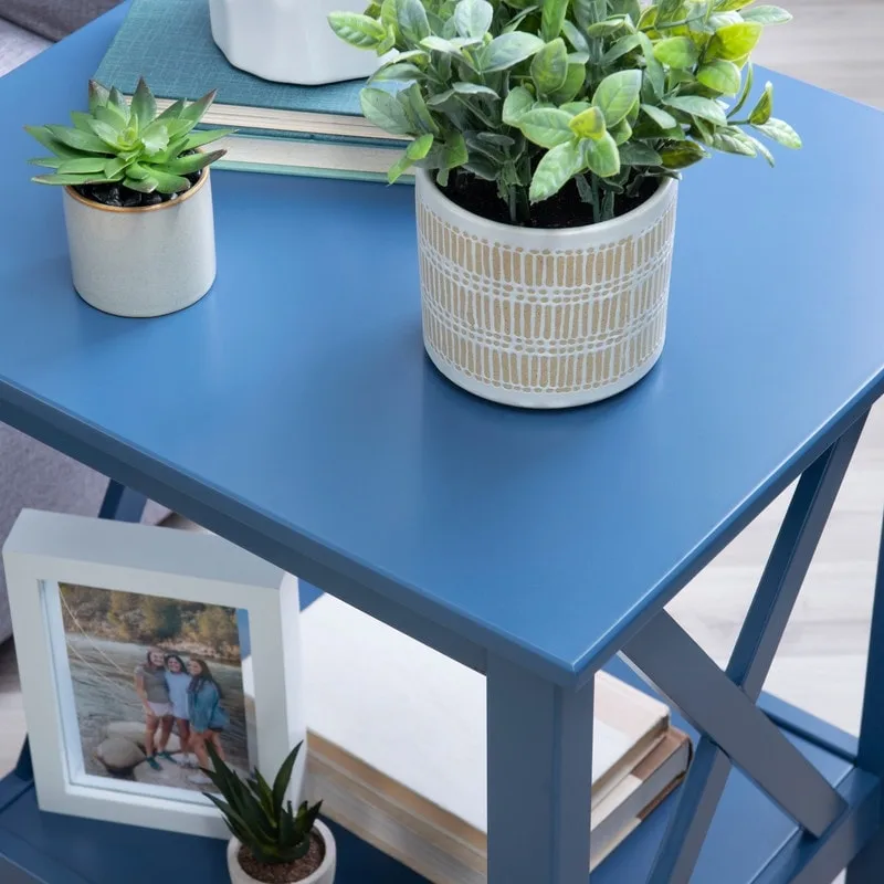 Ripplewood Farmhouse X-Base Side End Table