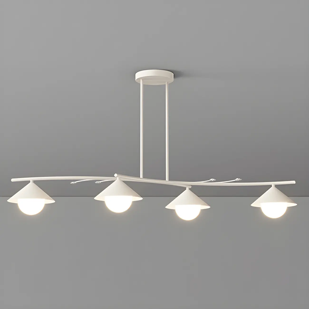 Sleek Modern White Metal Island Pendant Light