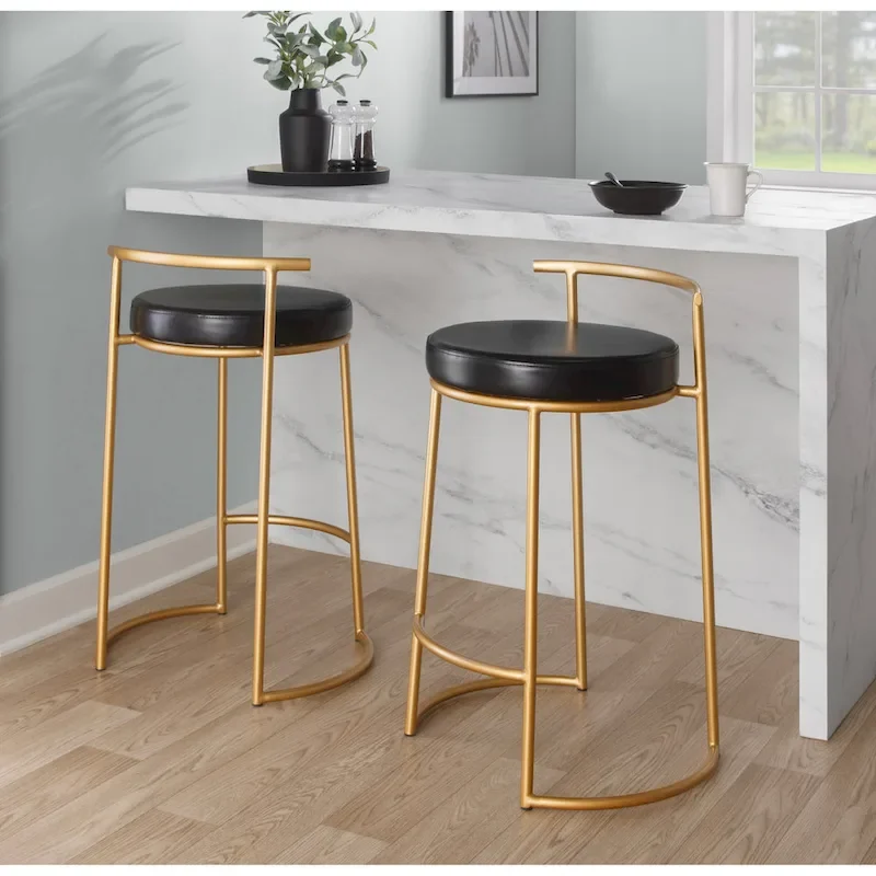Silver Orchid Forrest Round Fixed-Height Counter Stool (Set of 2)