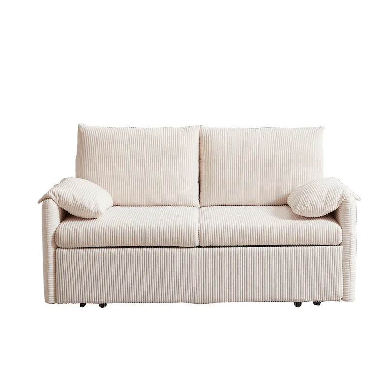 64.5 Loveseat Sofa with Pullout Bed,Corduroy Convertible Sleeper Sofa