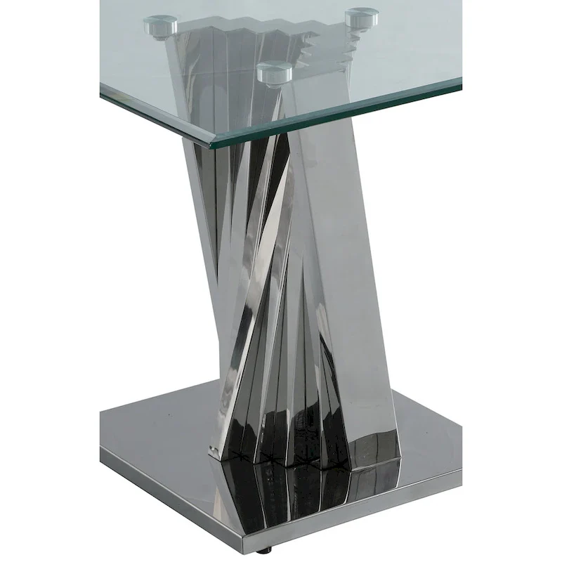 Best Quality Furniture Modern Glass End Table w/ Spiral Base - End Table