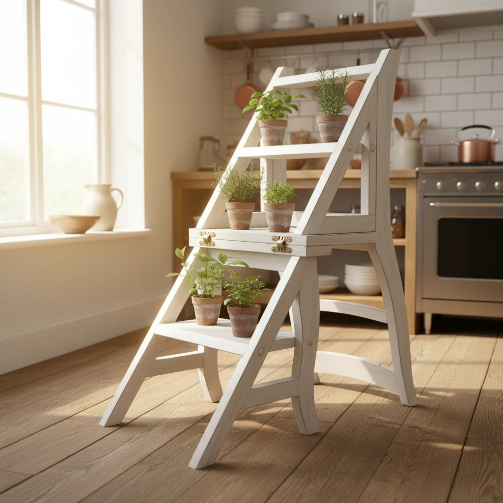 Living Folding Library Chair - Antique White